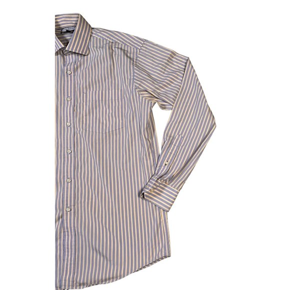 Tommy Hilfiger Shirt Men's Button Up Long Sleeve Striped Blue Yellow Medium 15.5 - Picture 6 of 11